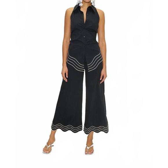 NEW SIMON MILLER wavy sleeveless loch button up in black - Picture 1 of 4
